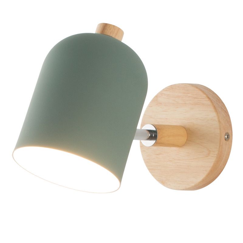 Nordic 1 - Light Wall Sconce Iron and Wood Adjustable Wall Fixture in Multi Colors