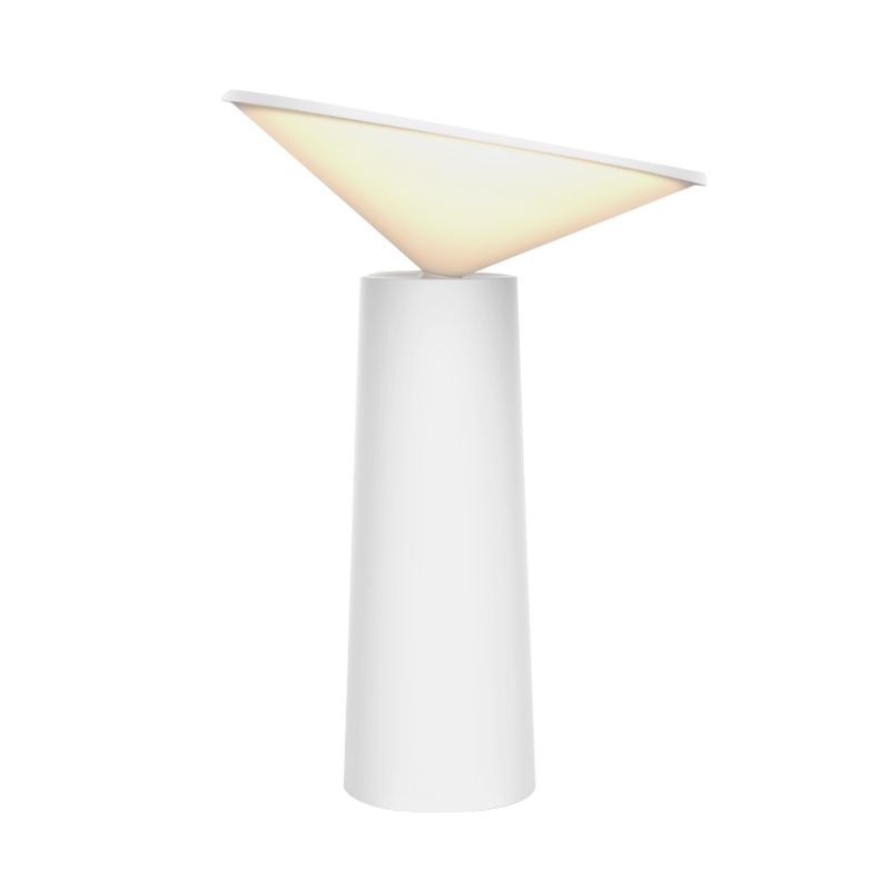 Lámpara moderna de lectura LED Lámpara de mesa de metal de torre blanca ligera con sombra de plástico