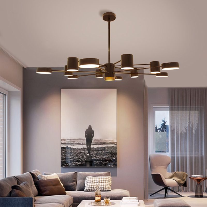 Black Spoke-Like Chandelier Lighting Fixture Simple Style Metal Pendant Chandelier