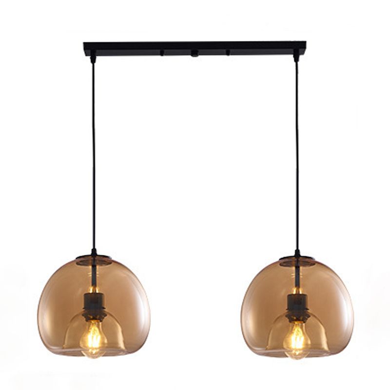 Modern Iron Pendant Light Globe Glass Hanging Lamp for Dining Room