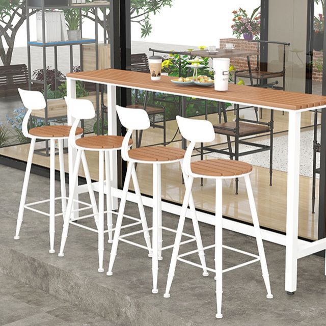 Contemporary Dining Stools Metal Low Back Bar Stools with Footrest