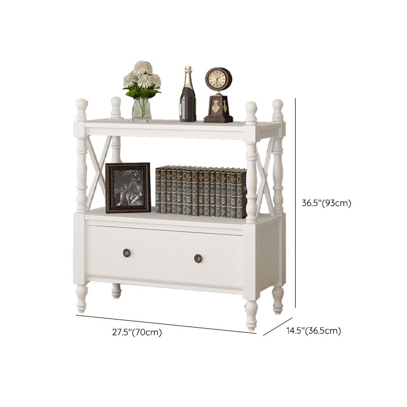 Contemporary Wooden Bookshelf Standard Closed Back Bookcase with 1 Drawer