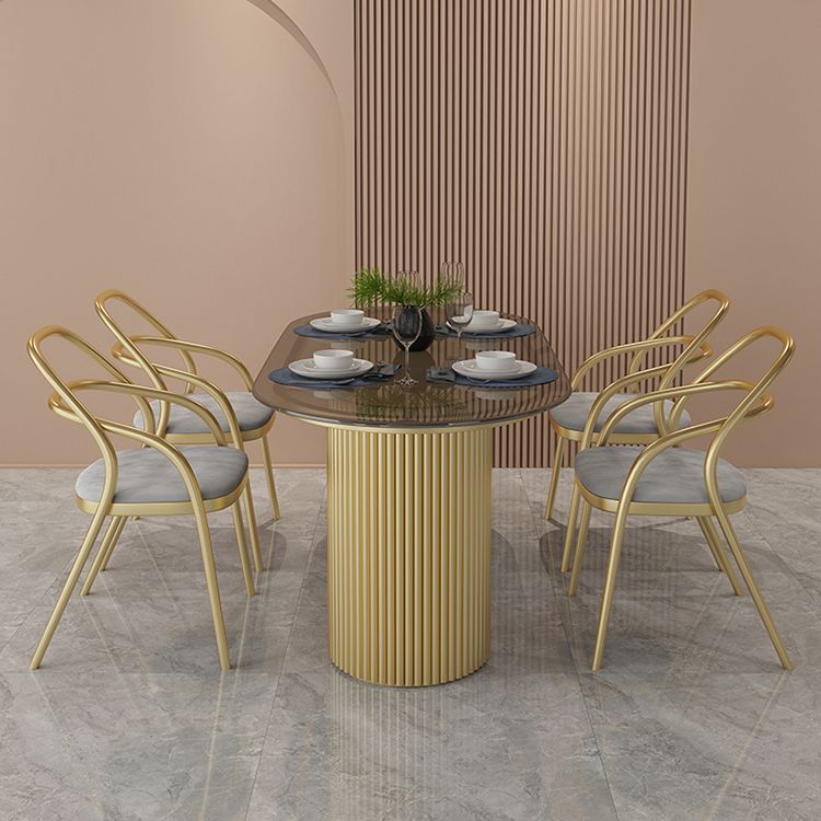 Tavolo da pranzo a due colori a forma ovale semplicità tavolo doppio piedistallo per sala da pranzo