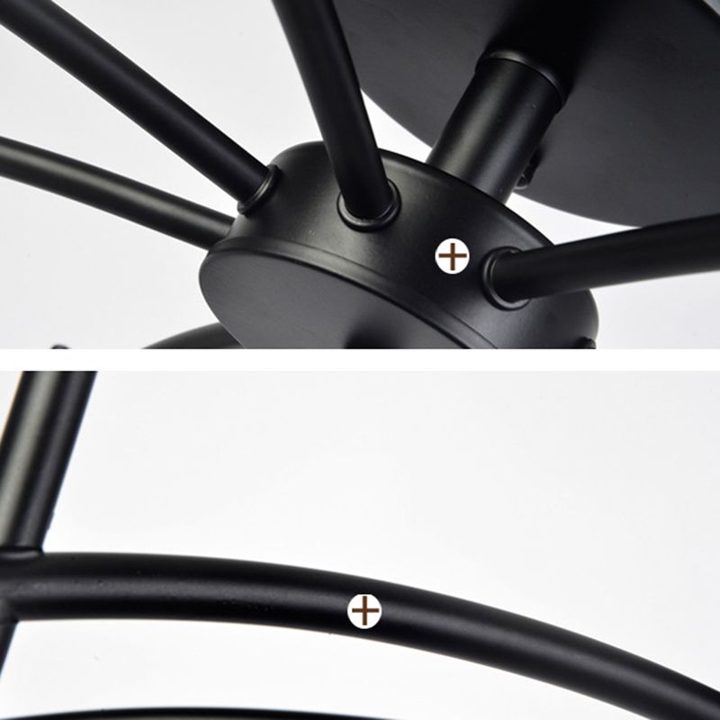 Plafonnier satellite artificiel classique traditionnel en fer forgé semi - encastré avec abat - jour en verre blanc