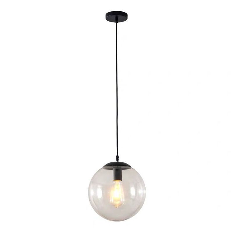 1 Light Round Hanging Ceiling Lights Industrial Style Glass Hanging Light Fixtures for Restaurant