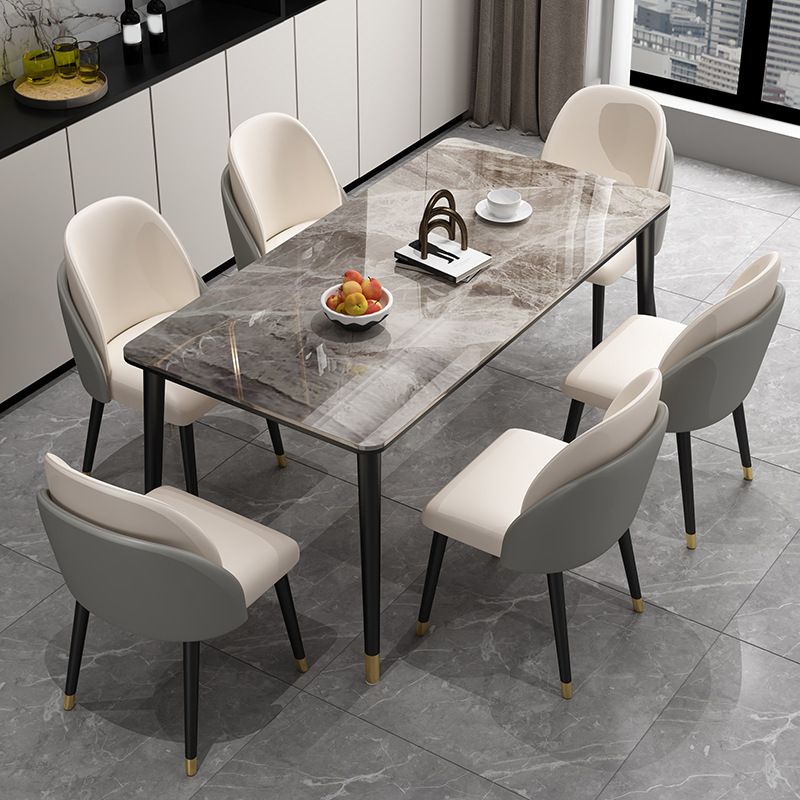 Glam Style Sintered Stone Dining Set Rectangle 1/5/6/7 Pieces Dining Set for Dining Areas