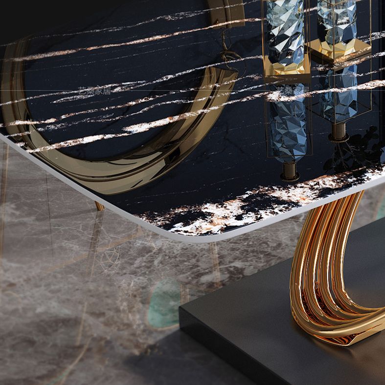 Rectangle Pedestal Luxury Dining Table Three-Color Fixed Table of Sintered Stone