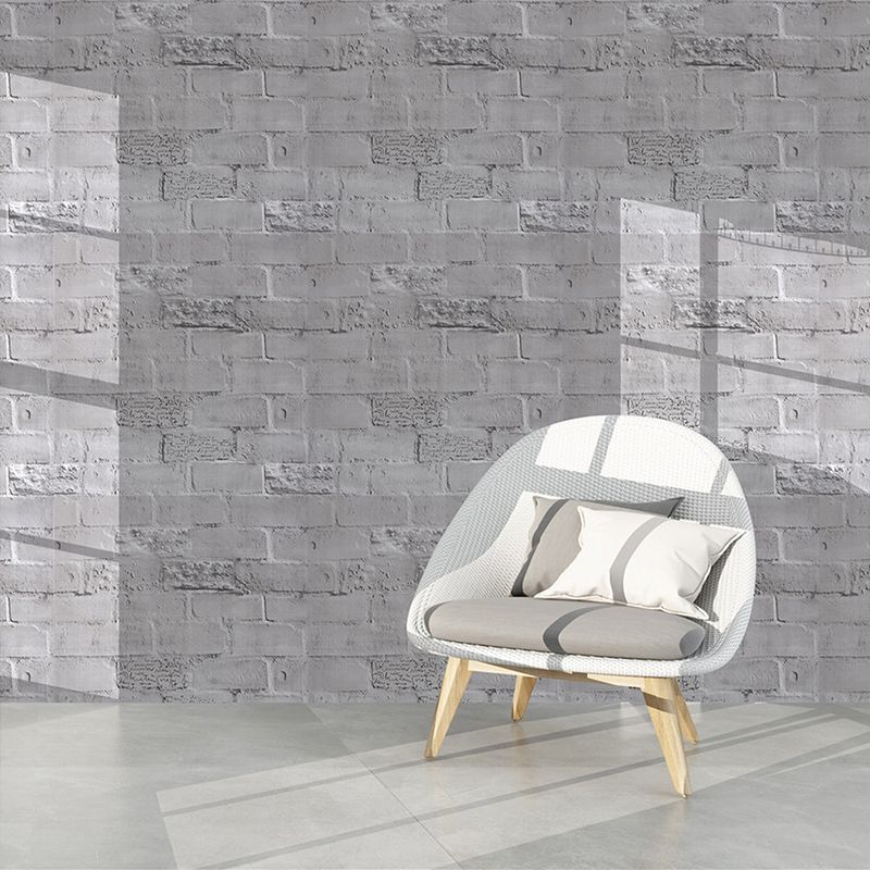 Self-Adhesive Brick Wallpaper Rustic Solid Concrete Wall Decor in Grey, 29.1-sq ft
