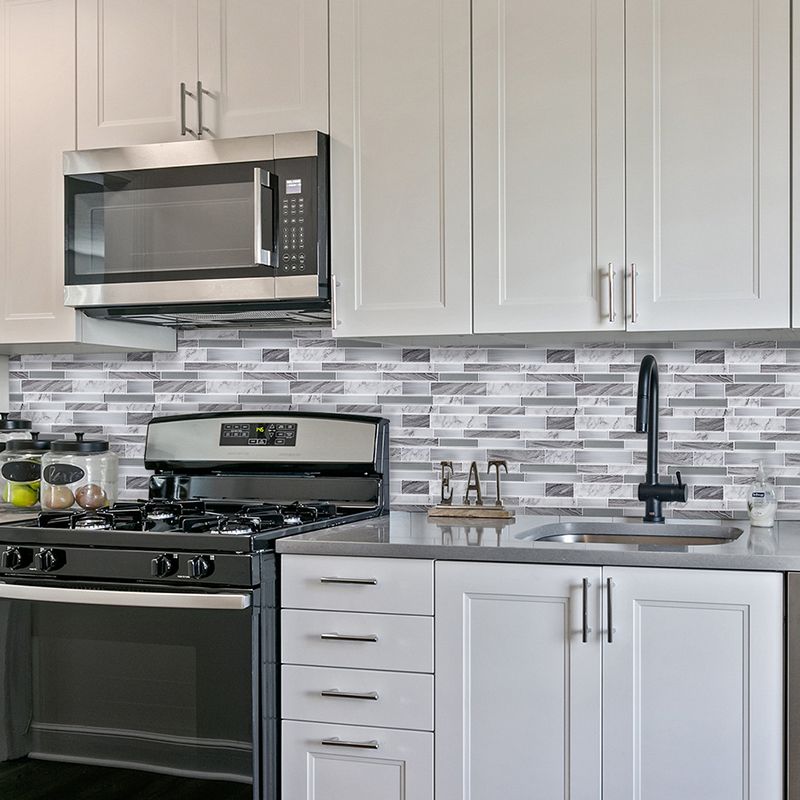 Grey Marble Brick Wallpaper Panels Mosaic Cottage Adhesive Wall Covering for Kitchen