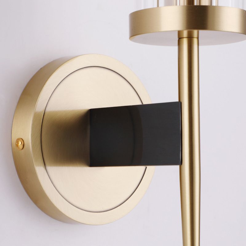 Einfache Zylinderwandlampe klare geriffelte Glaswandhalterung Leuchte in Gold
