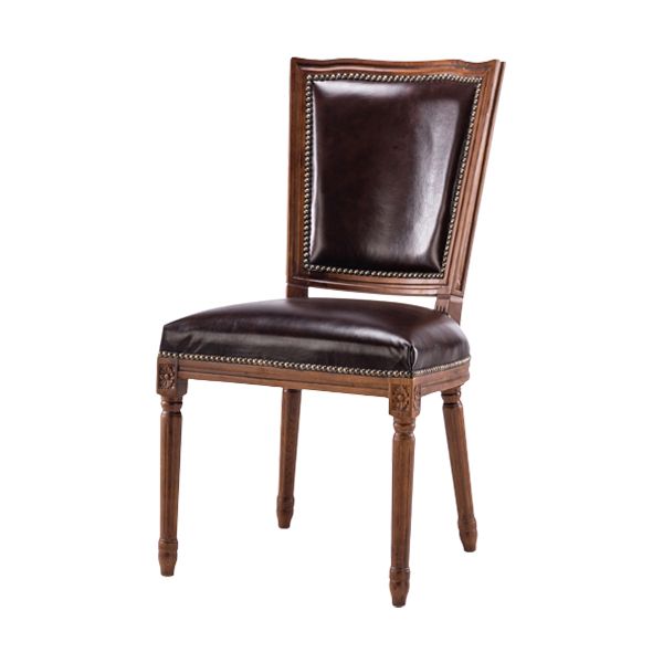 Rustic Style Open Back Brown Solid Wood Home Dining Side Chair