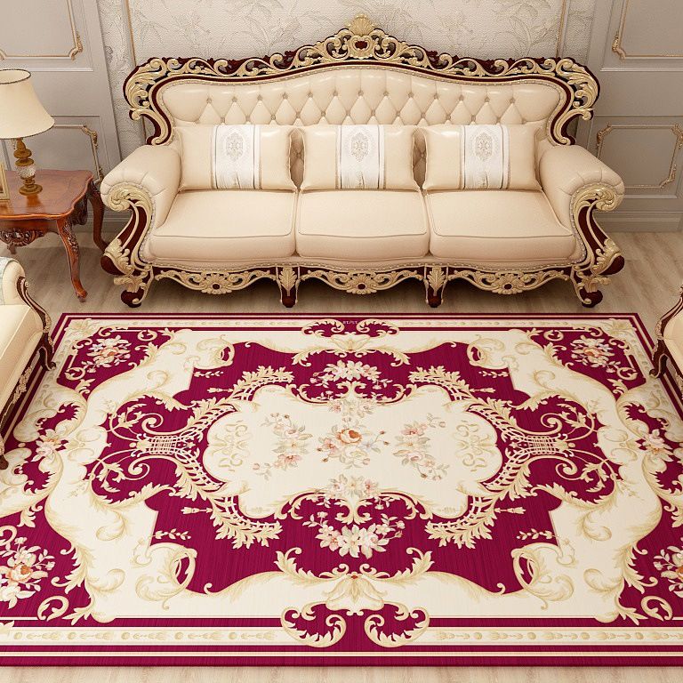 Multi-Colored Moroccan Rug Synthetics Jacquard Pattern Rug Washable Stain Resistant Non-Slip Carpet for Lounge