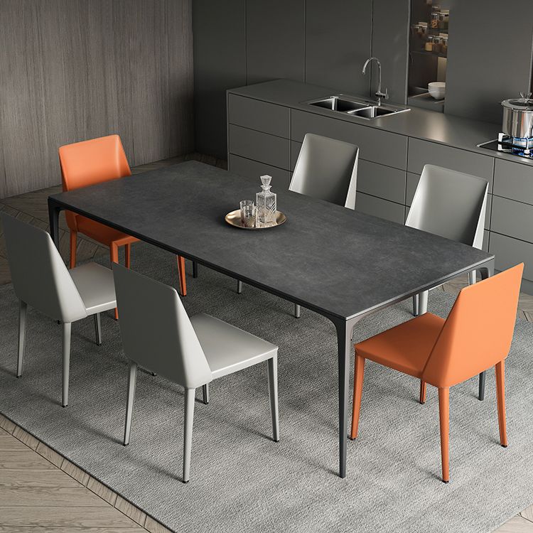 Mesa de comedor de piedra sinterizada estilo moderno Mesa rectangular con base de 4 patas