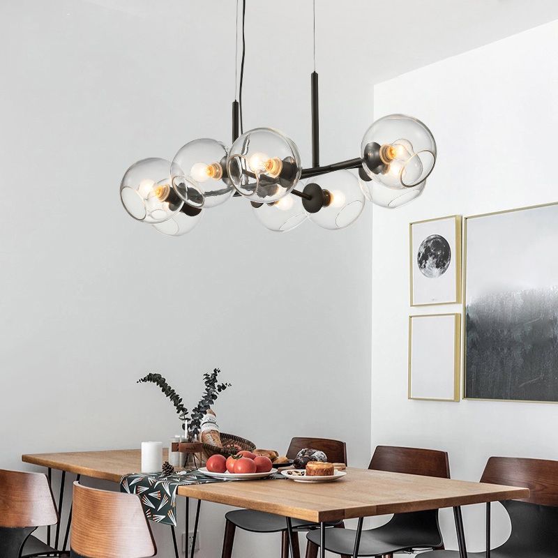 Lámpara de araña de comedor moderno nórdico techo de techo de techo de vidrio simple para cocina