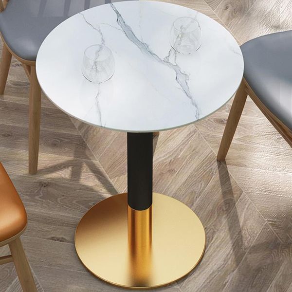 Sintered Stone Top Dining Table Industrial Kitchen Table with Metal Base in Black