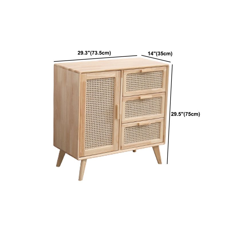 Contemporary Storage Cabinet with Drawers and Solid Wood Legs