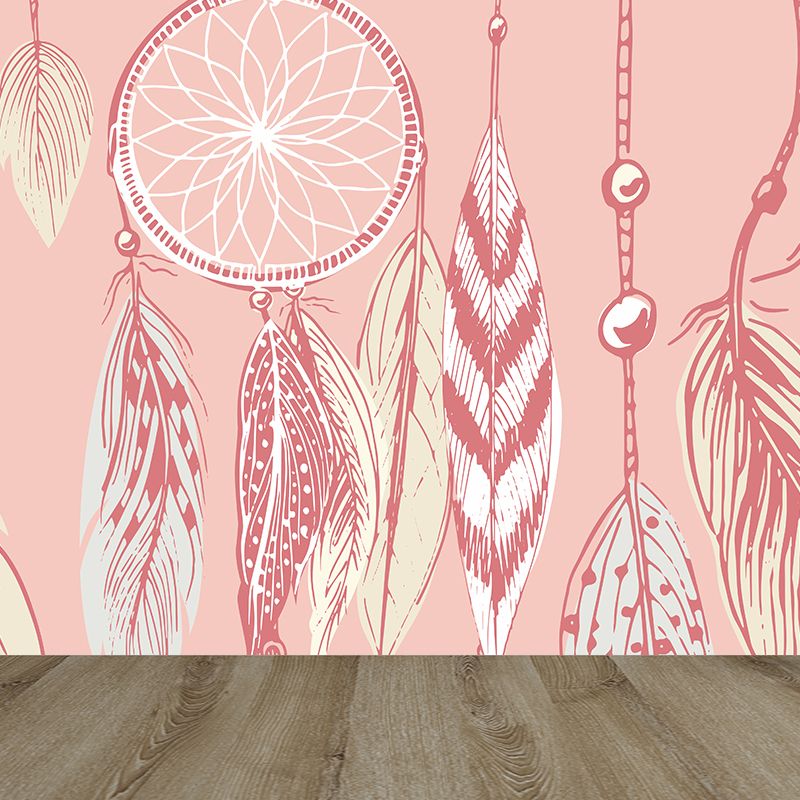 Illustration Dreamcatcher Wall Mural for Living Room, Light Color, Custom Size Available