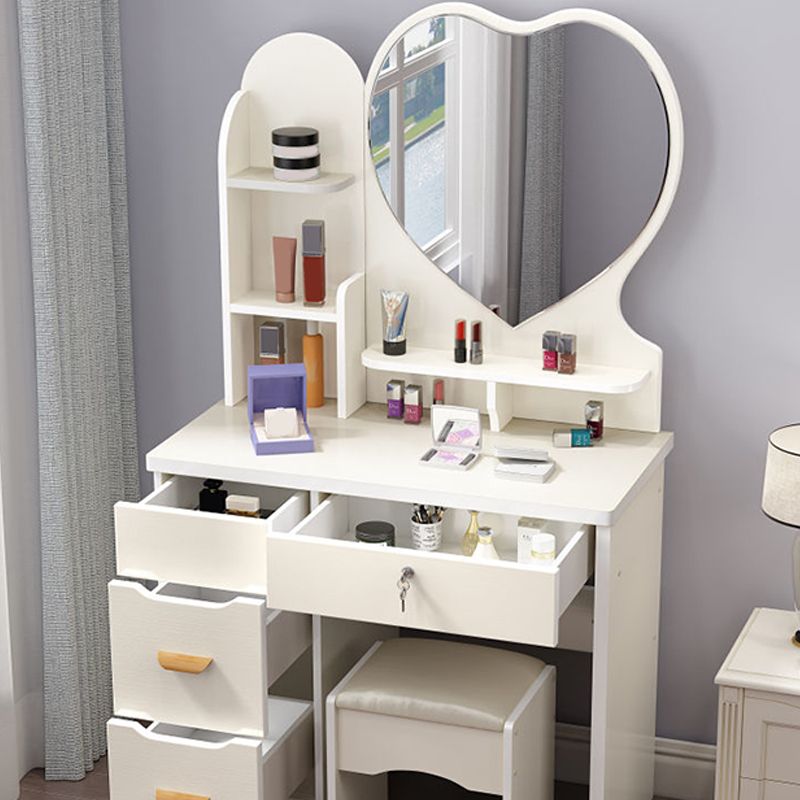 Traditions with Drawer Bedroom Mirror Wooden With Stool Make-up Vanity