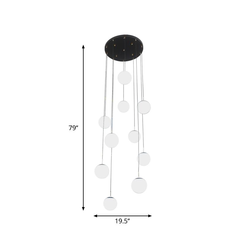 Ball Multi Pendant Light Moderniste Cream Glass 10 Heads Black Suspension Lampe pour le salon
