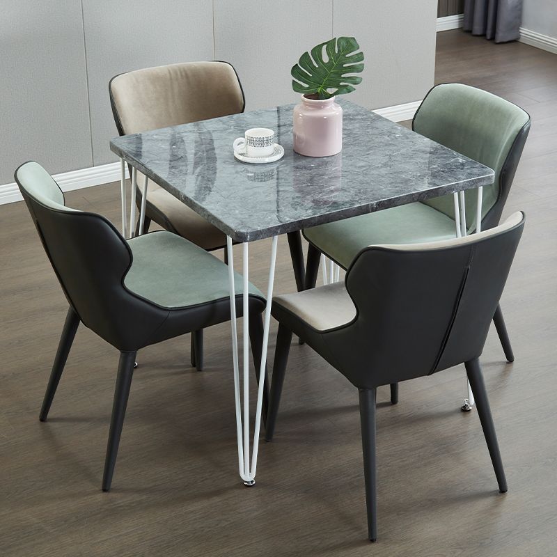 Square Sintered Stone Three-Color Dining Table Industrial 4 Legs Table for Dining Room