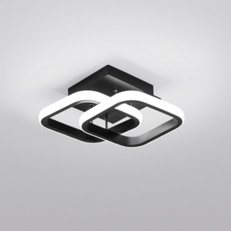 Modern Style Geometry Ceiling Lights Metal 2 Light Ceiling Lamps for Bedroom in Black