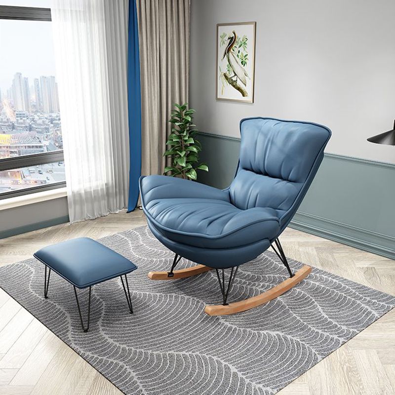 Modern Rocking Chair Upholstered Removable Cushions Rocking Accent Chair with Dark Legs