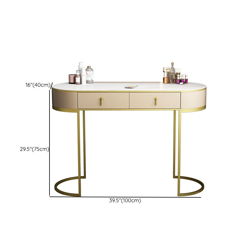 Wood and Metal Vanity Table Luxurious Makeup Desk with 2 Drawers
