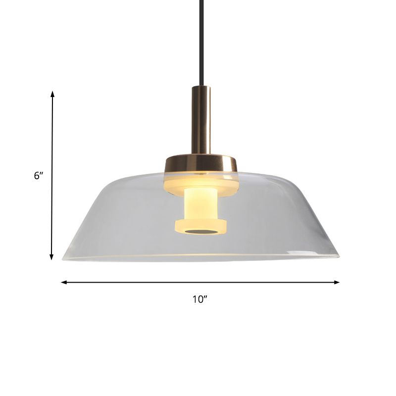 Éclairage pendentif en verre transparent LED moderne lampe de plafond suspendue en chrome poli pour la salle de dinging
