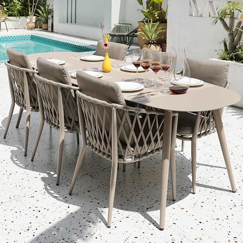 Contemporary Dining Side Chair Water Repellent Finish Cushion Outdoor Chair