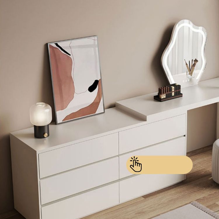 Contemporary 6-Drawer Make-up Dressing Table and Stool - 29.5" H