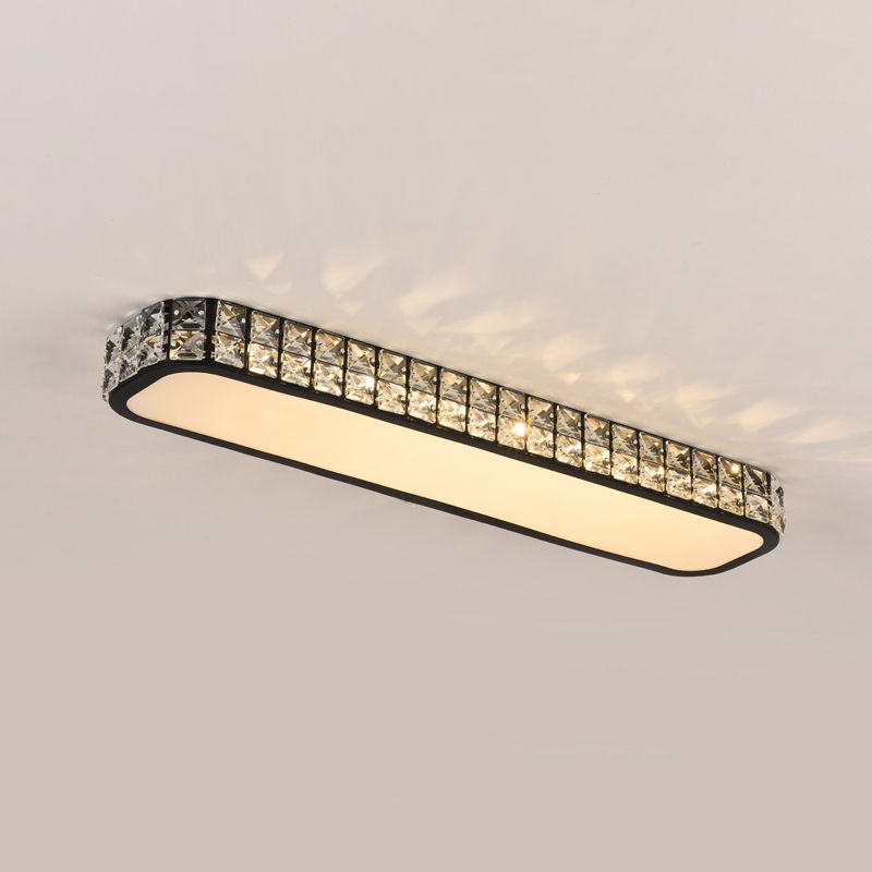 Rounded Rectangle Corridor Flush Light Crystal Artistic LED Flush Ceiling Light Fixture