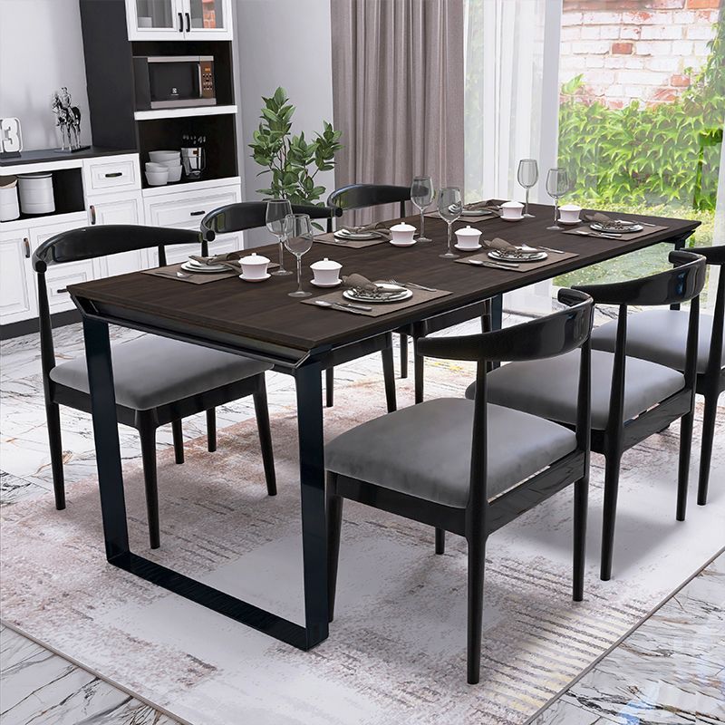 Black Pine Wood Modern Dining Table Set 1/5/7 Pcs Dinette Set for Home