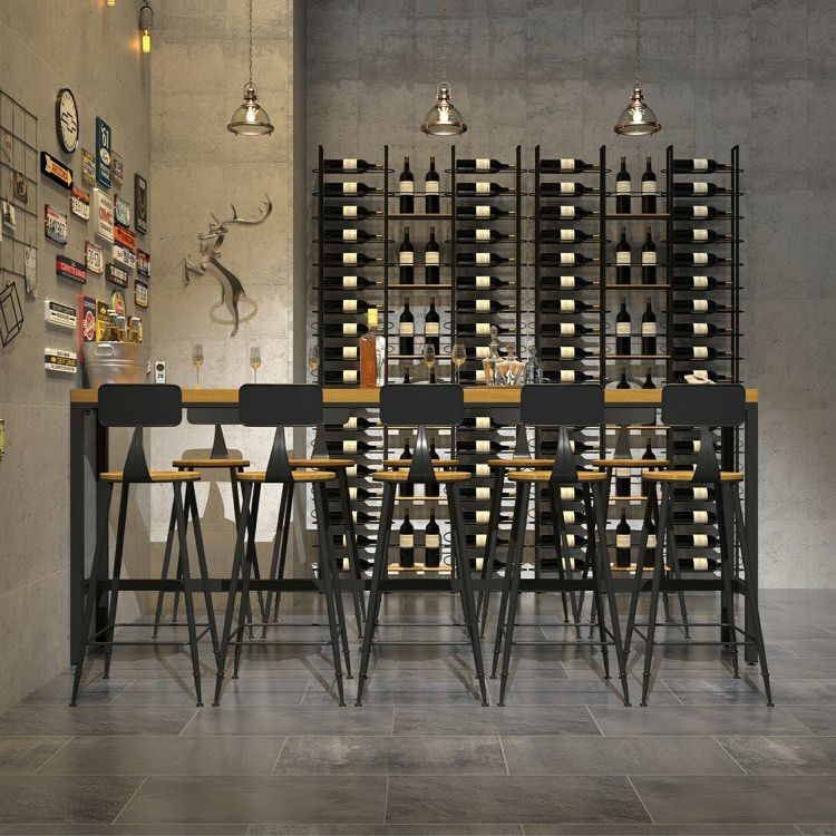 Modern 1/6/11 Pieces Bar Table Set Rectangle Pine Wood Counter Table with High Stools