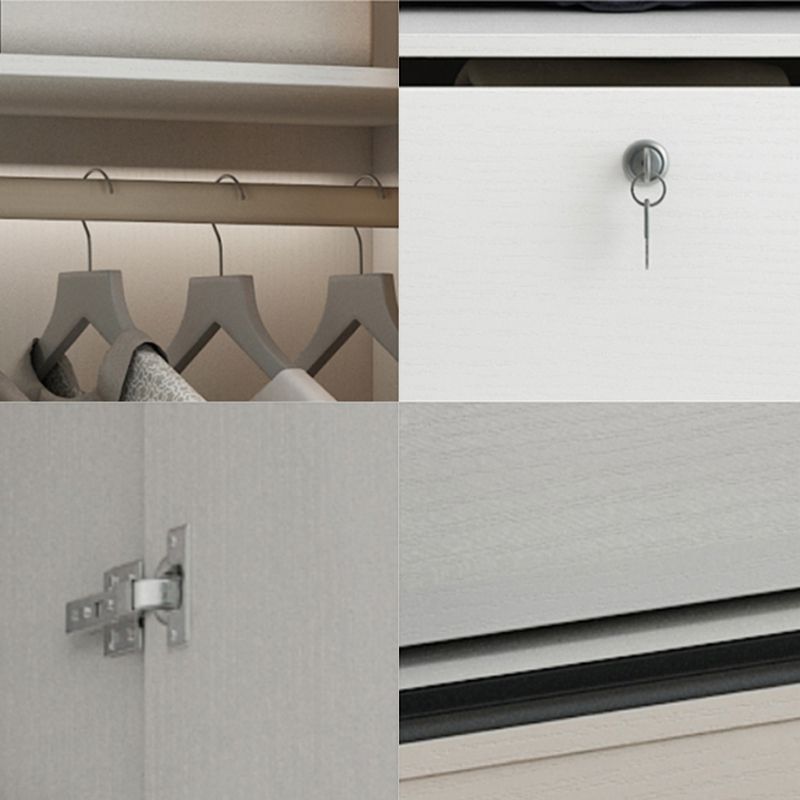Sliding Wardrobe Armoire White Engineered Wood Wardrobe Closet