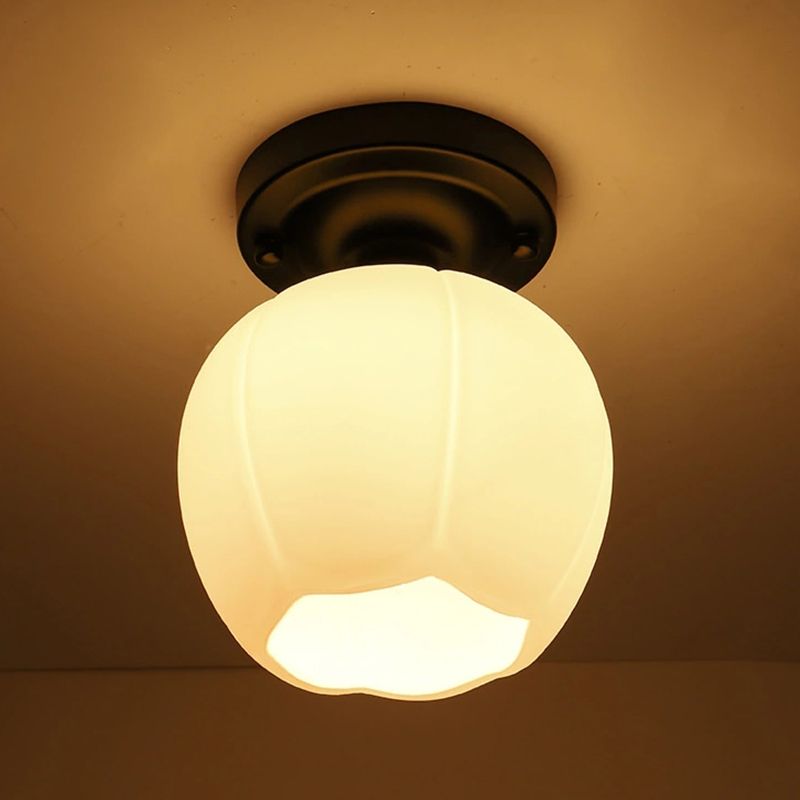 Éclairage de plafond classique de salle à manger de lumière de bâti de plafond en verre à tête unique