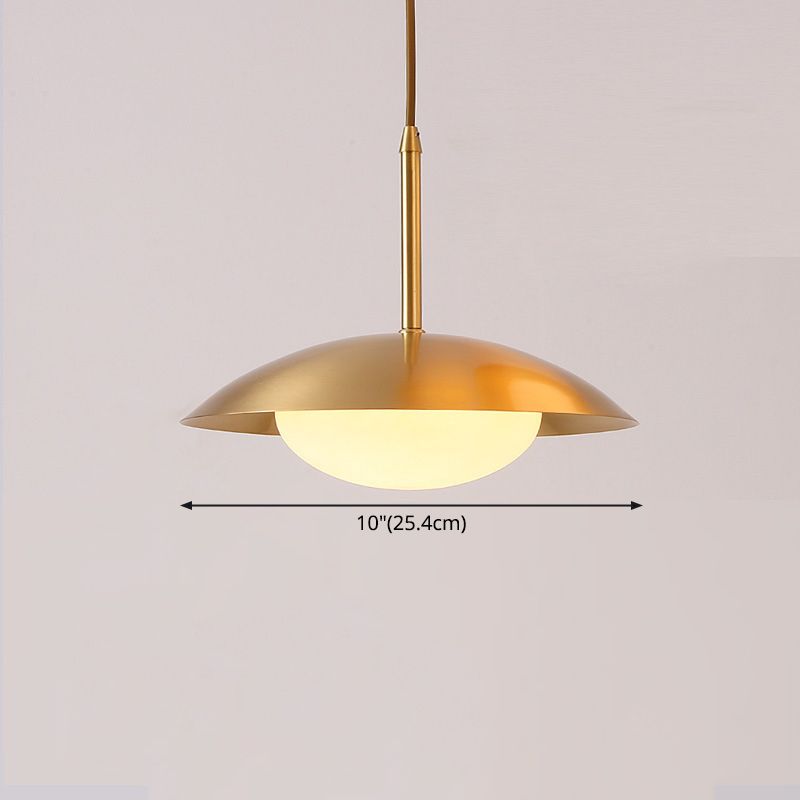 Modern Minimalist Style Flat Hanging Light Fixtures 1 Light Ceiling Pendant Light with Glass Shade