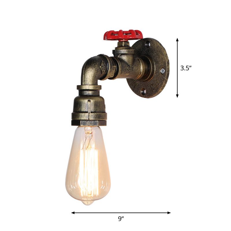 Vintage exponierte Lampenwandbeleuchtung Eisenwandmontagelampe mit Ventildekoration