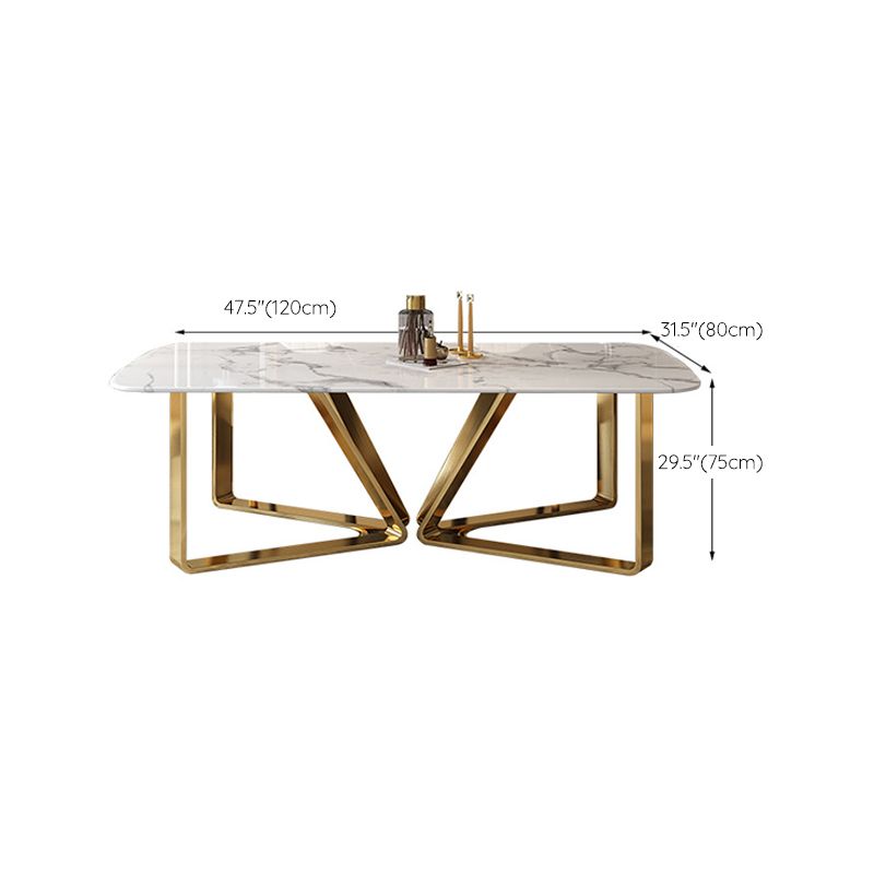 Traditional Luxury Metal Base Table Rectangle Dinner Table for Home