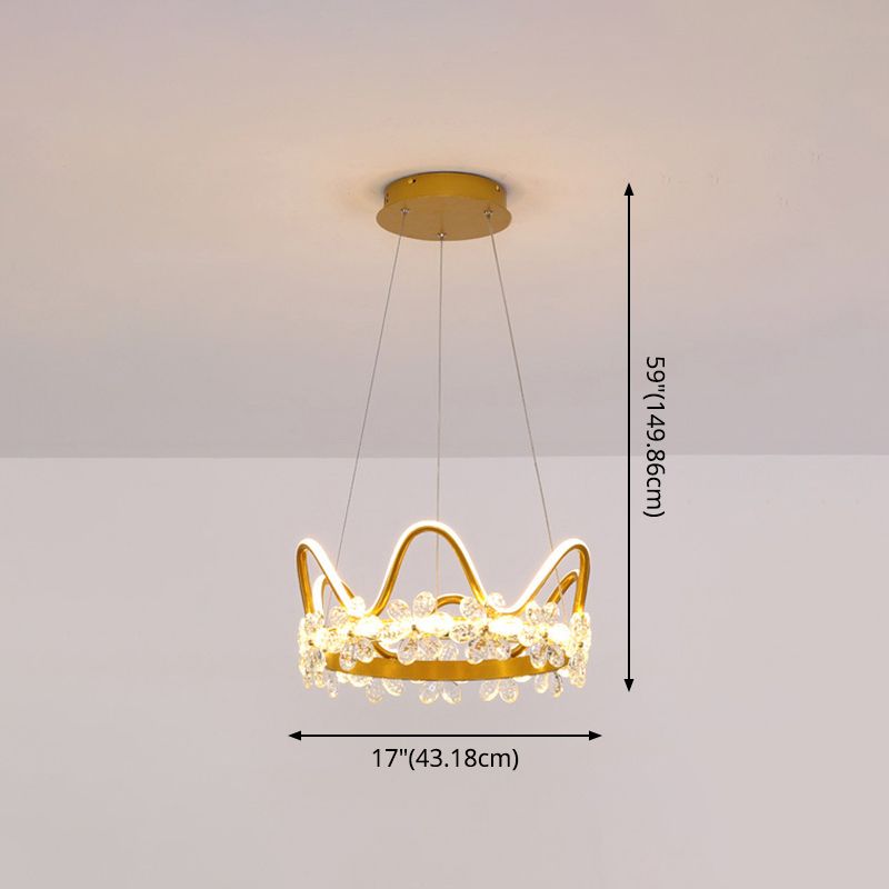 1 couronne légère suspendue pendante lumière nordique Crystal Éclairage en suspension pour le salon
