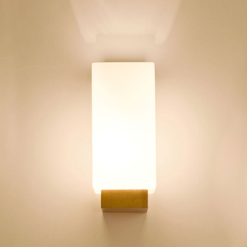 Japanese Style Wooden Bedside Wall Lamp 1 Head Glass lampshade Hotel Aisle Lamp