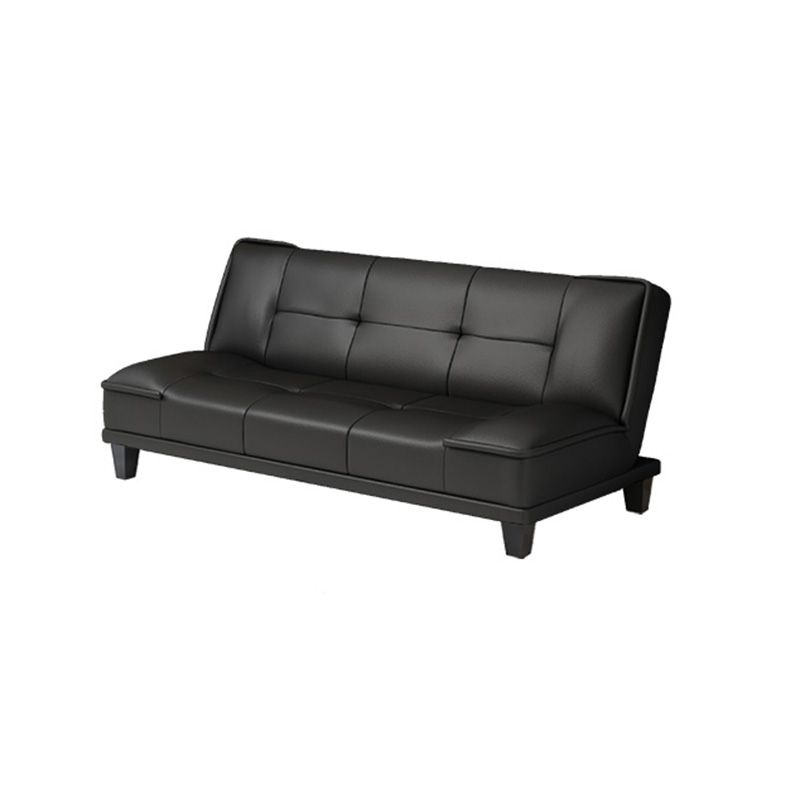 Modern Black Faux Leather Pillow Top Arm Sofa/Sectional with Convertible
