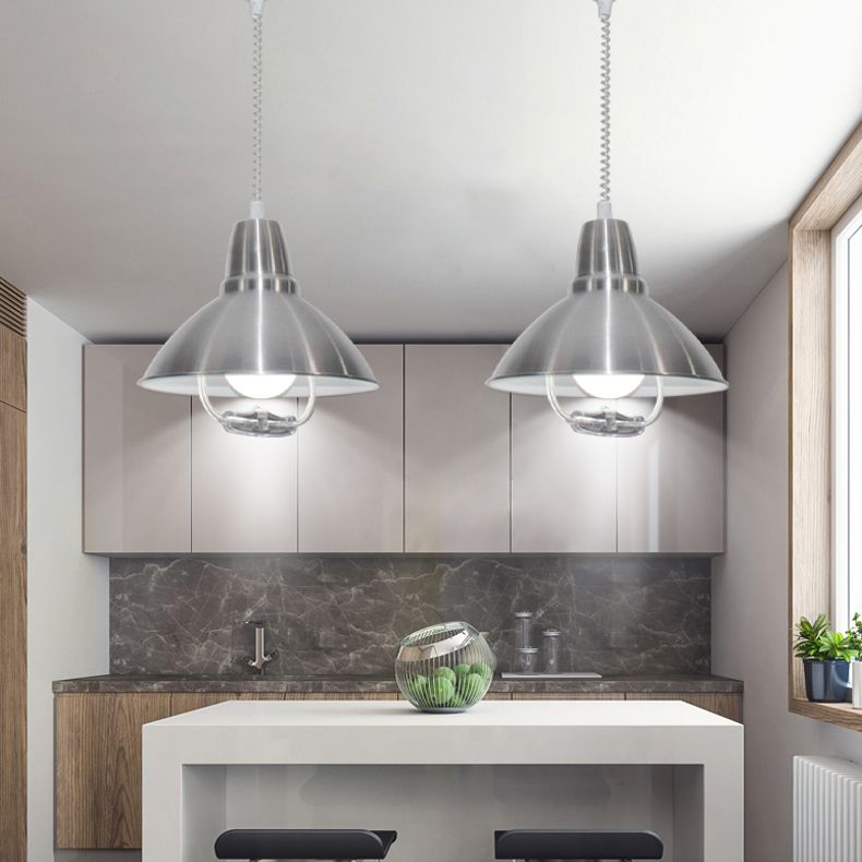 Postmodern Style Bowl Shape Hanging Light Metal 1 Light Pendant Lights for Dining Room