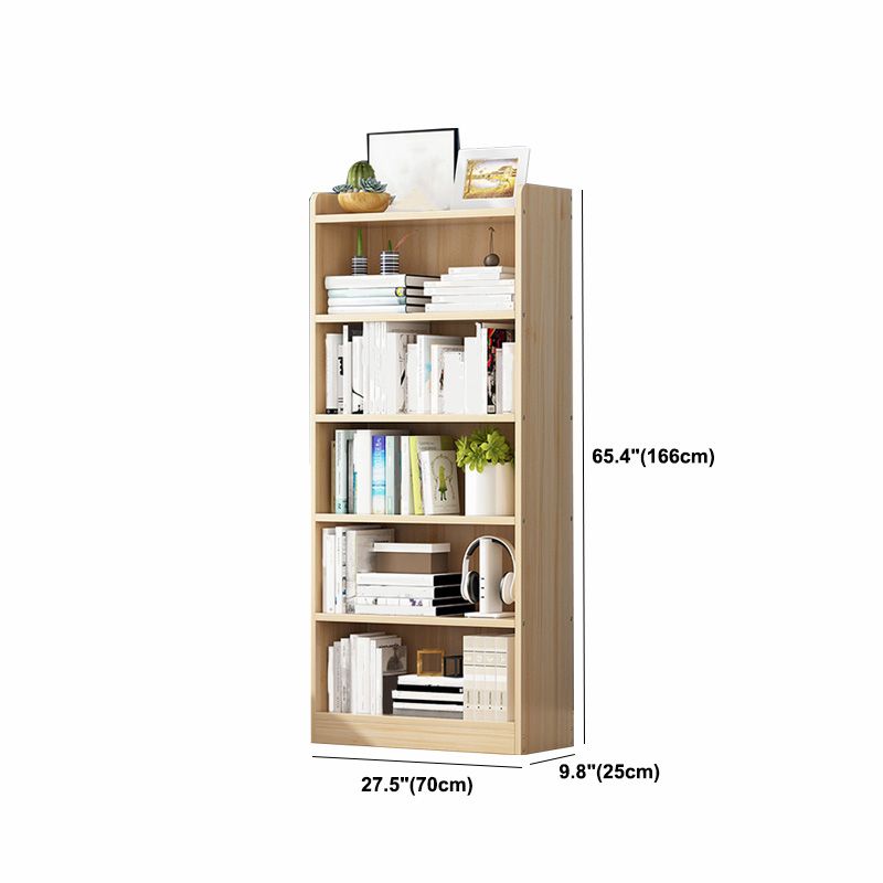 Solid Wood Bookshelf 9.8" W Natural Standard Bookcase with Rectangular Shelves