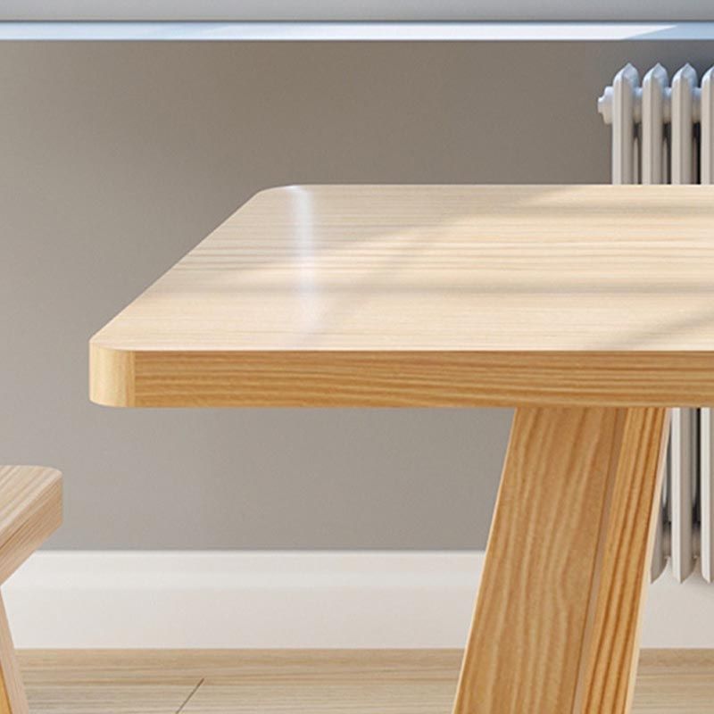 Modern Pine Trestle Dining Table Wood Rectangle Table in Natural