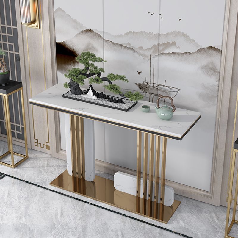 Glam Marble Rectangle Console Table 1-shelf 31.5" Tall Accent Table
