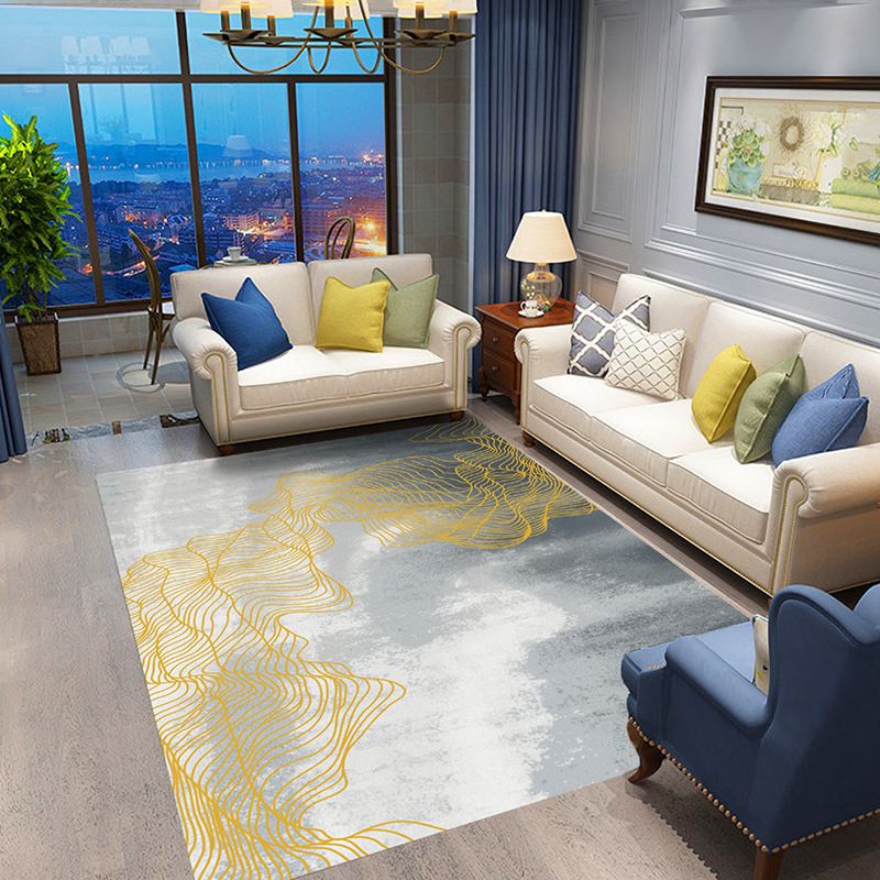Farb gemischte abstrakte Linien Teppich Polyester Freizeit Teppich Anti-Rutsch-Rutsching-Indoor-Teppich für Wohnkultur