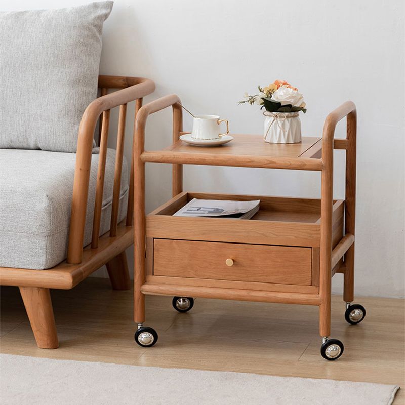 Modernistic Corner Table with Storage Rectangular Double Tier Living Room End Table