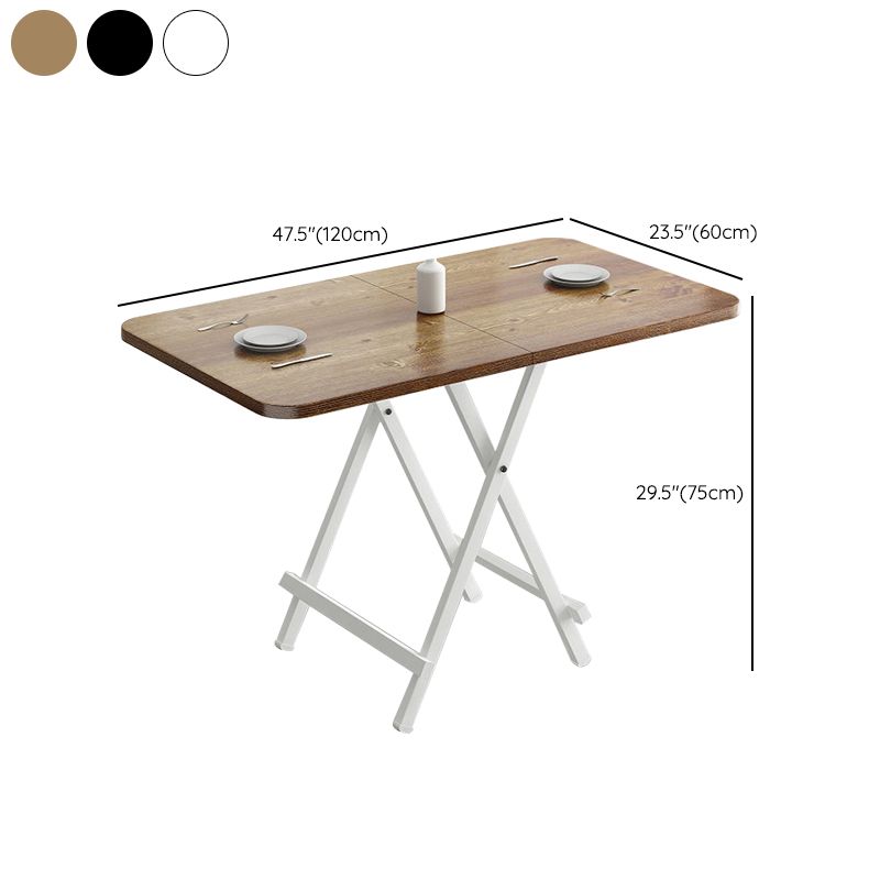 Metal and Wood Table Mid-Century Modern Style Folding Dining Table