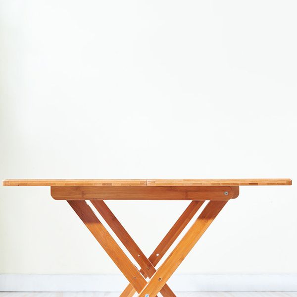 Modern Folding Dining Table Wood Tabletop for Living Room in Brown