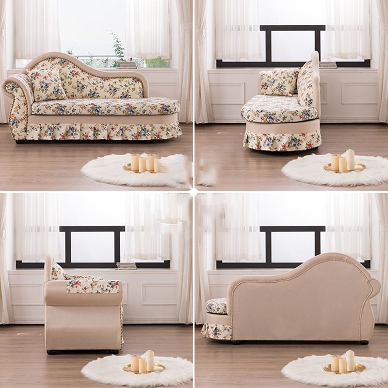Traditional One Armed Accent Chair Fabric Rolled Arms Chaise